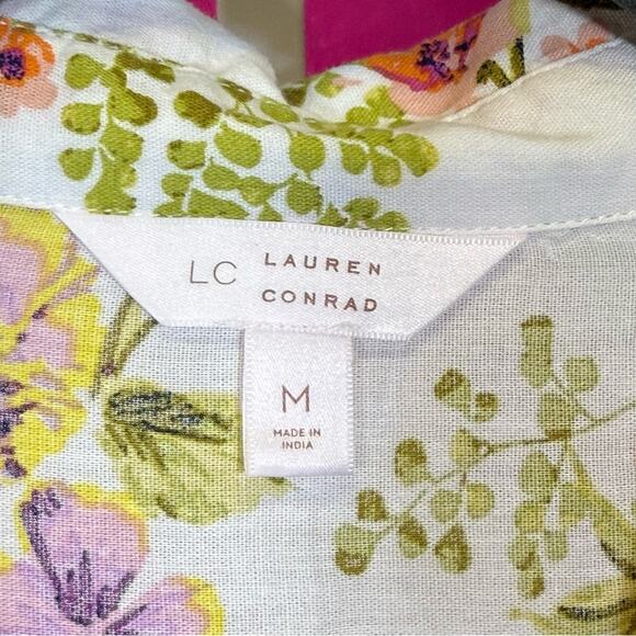 LC Lauren Conrad Cream Floral Long Sleeve Button Down Shirt. Size Medium. - Picture 3 of 6